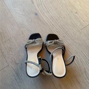 Stuart Weitzman Black and Silver Women's Sandals